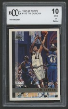 1997-98 Topps #115 Tim Duncan Rookie Card Graded BCCG 10. rookie card picture