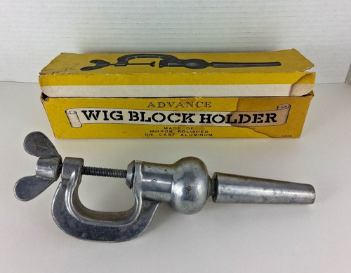 Vintage Advance Wig Block Holder Die Cast Aluminum Metal Mount Clamp