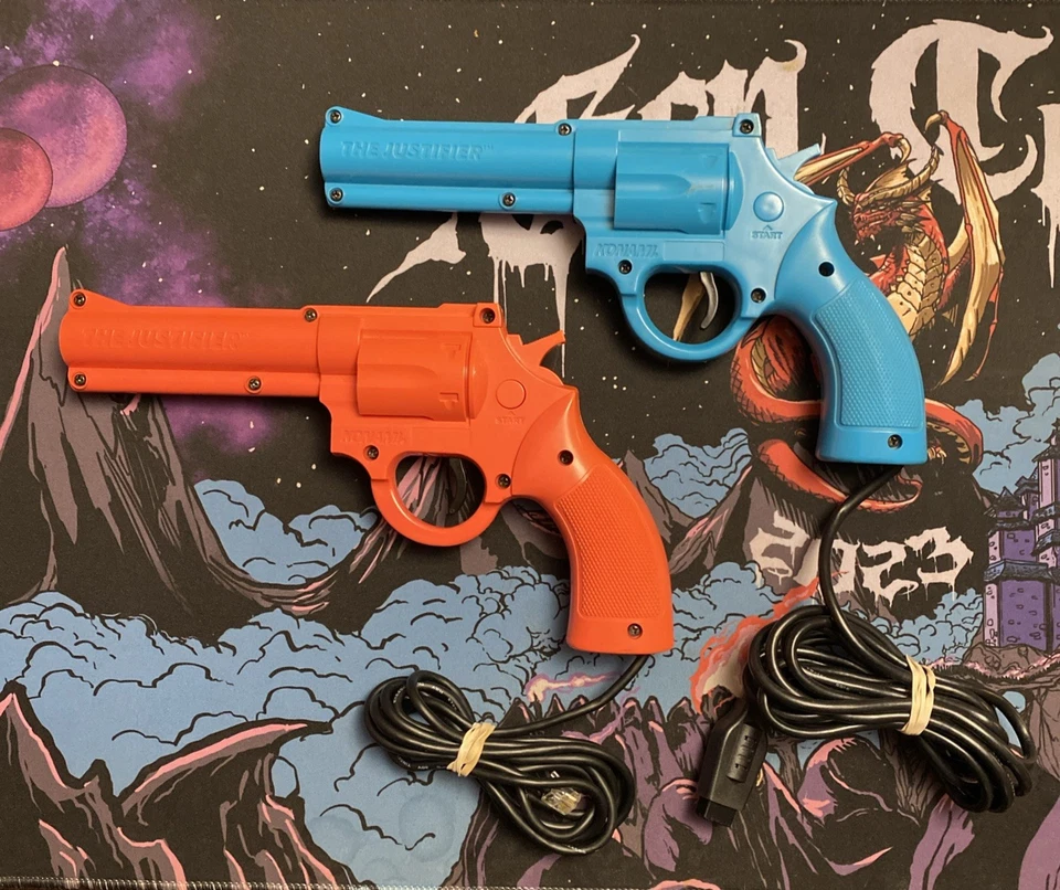 Lethal Enforcers Blue & Pink Gun Controllers Justifier for Sega Genesis TESTED - Image 4 of 4