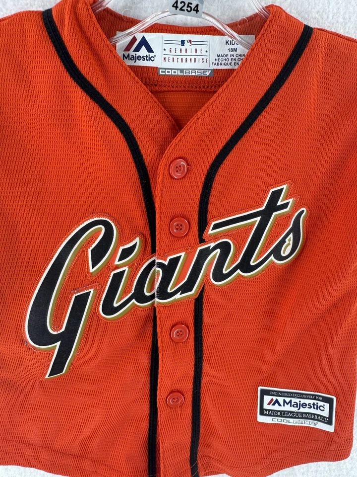 Majestic San Francisco Giants Buster Posey Niños Bebé Niño Naranja Jersey 18M Foto 4 de 4