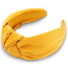 Yellow Knotted Headband Top Knot Satin Silk Non Slip Fashion Hair Accessories