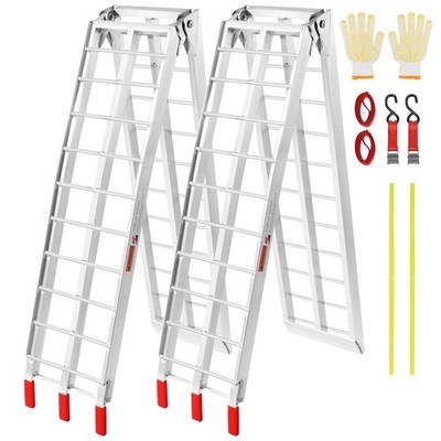 VEVOR 2-Piece Aluminum Ramps 1500 lbs. Load 89 in. x 12 in. Folding w/Load Strap