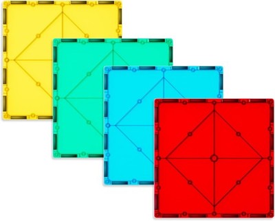 4 Piece Magnetic Tiles Large Square, Magnet 3D Building Blocks Expansion Set for