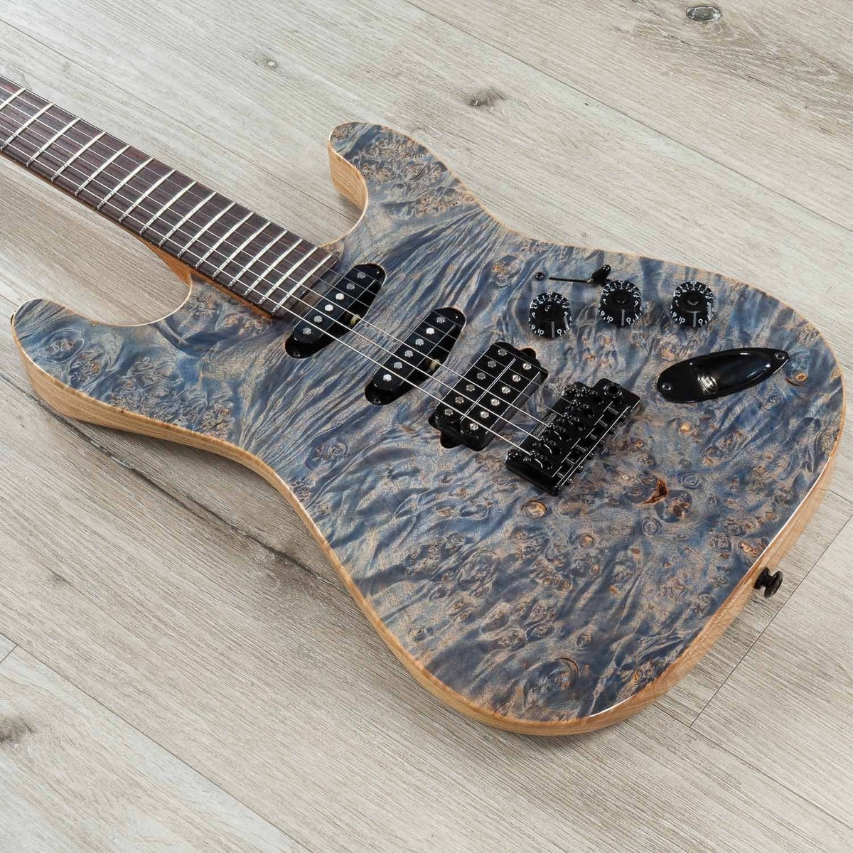 Suhr Custom Classic S HSS Guitar, Rosewood Fretboard, Burl Trans
