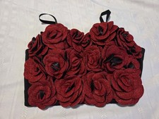 Akira Red Rose Detail Corset Top Sz Sm Polyester And Spandex Red Black Flirty