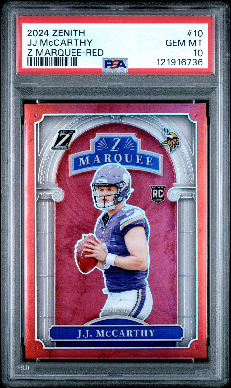 JJ McCarthy Panini Zenith Z Marquee #10 Red