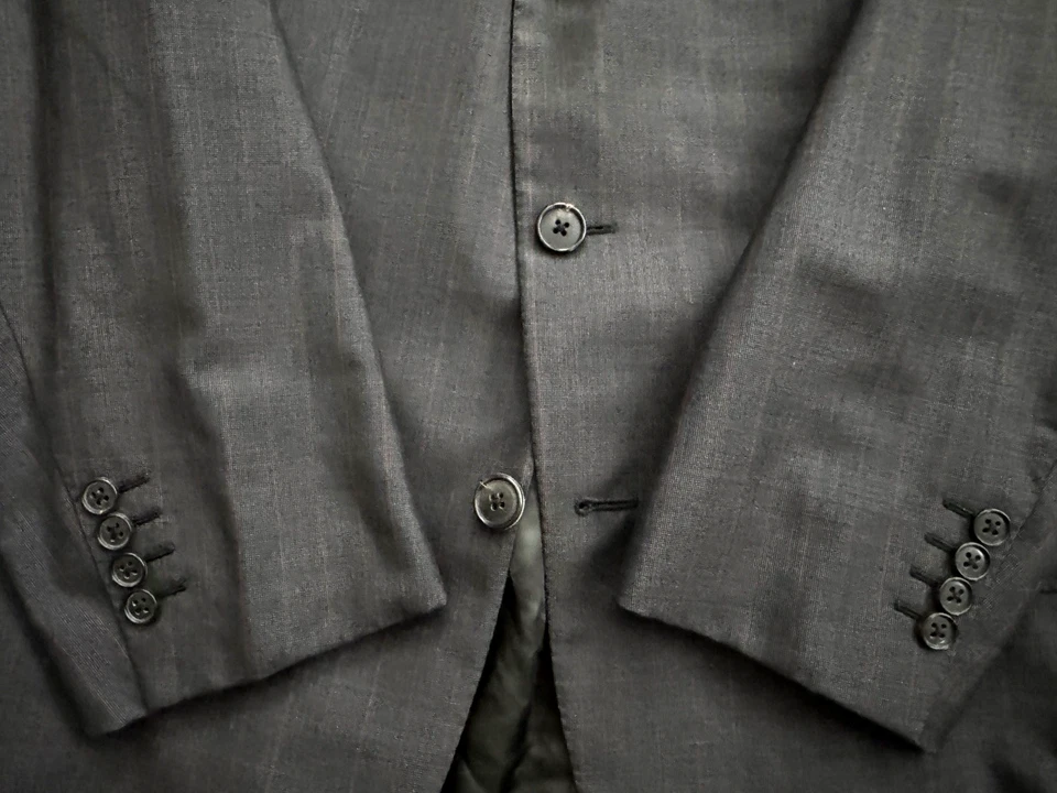 Traje Chaqueta Abrigo Hombre Gieves & Hawkes 44R Lana/Seda Super 120s Gris Oscuro 3-Btn. Foto 3 de 4