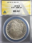 1878 8TF VAM-18 Doubled Date Morgan Dollar ANACS MS-62