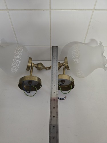 Vintage ANTIQUE PAIR ART NOUVEAU WALL LIGHT SCONCE GLASS LAMP SHADE Shades - Picture 19 of 24