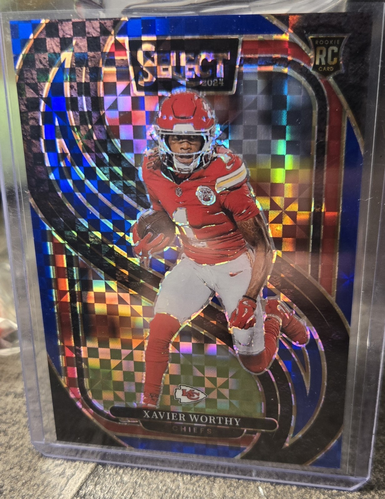 2024 Panini Select Xavier Worthy Rookie Premier Blue Checkerboard Prizm SP /175