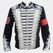 Black wool white braiding michael jackson hussar stage performance jacket
