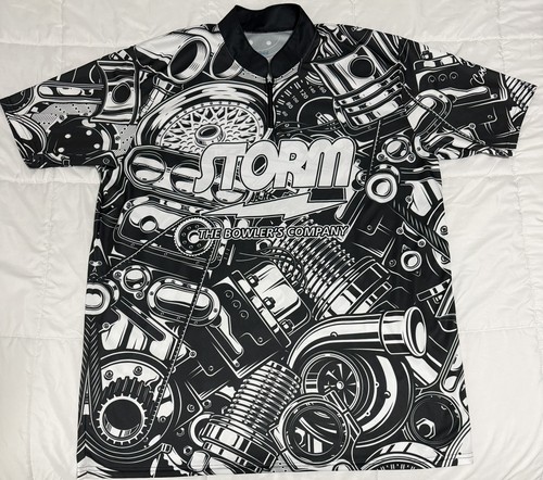Storm Bowling Jersey CoolWick Auto Parts Explosion Black White Mens 3XL Shirt