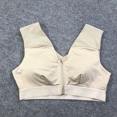 Tommie Copper Shoulder Support Sports Bra Womens XL Beige Zip Front Znergy