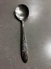 National Silver Co Rose & Leaf Silverware Soup Spoon 1937