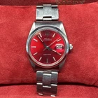 Rolex Oysterdate Precision Red Dial 34mm Steel Watch Ref 6694 W/ Box!