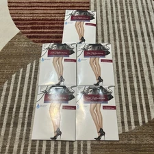 HANES Silk Reflections 717 Sheer Toe Control Top Barely Black Size AB Lot of 5