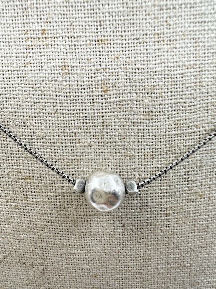 SILPADA 925 STERLING SILVER HAMMERED BALL BEAD NECKLACE 16” - Image 4 of 4