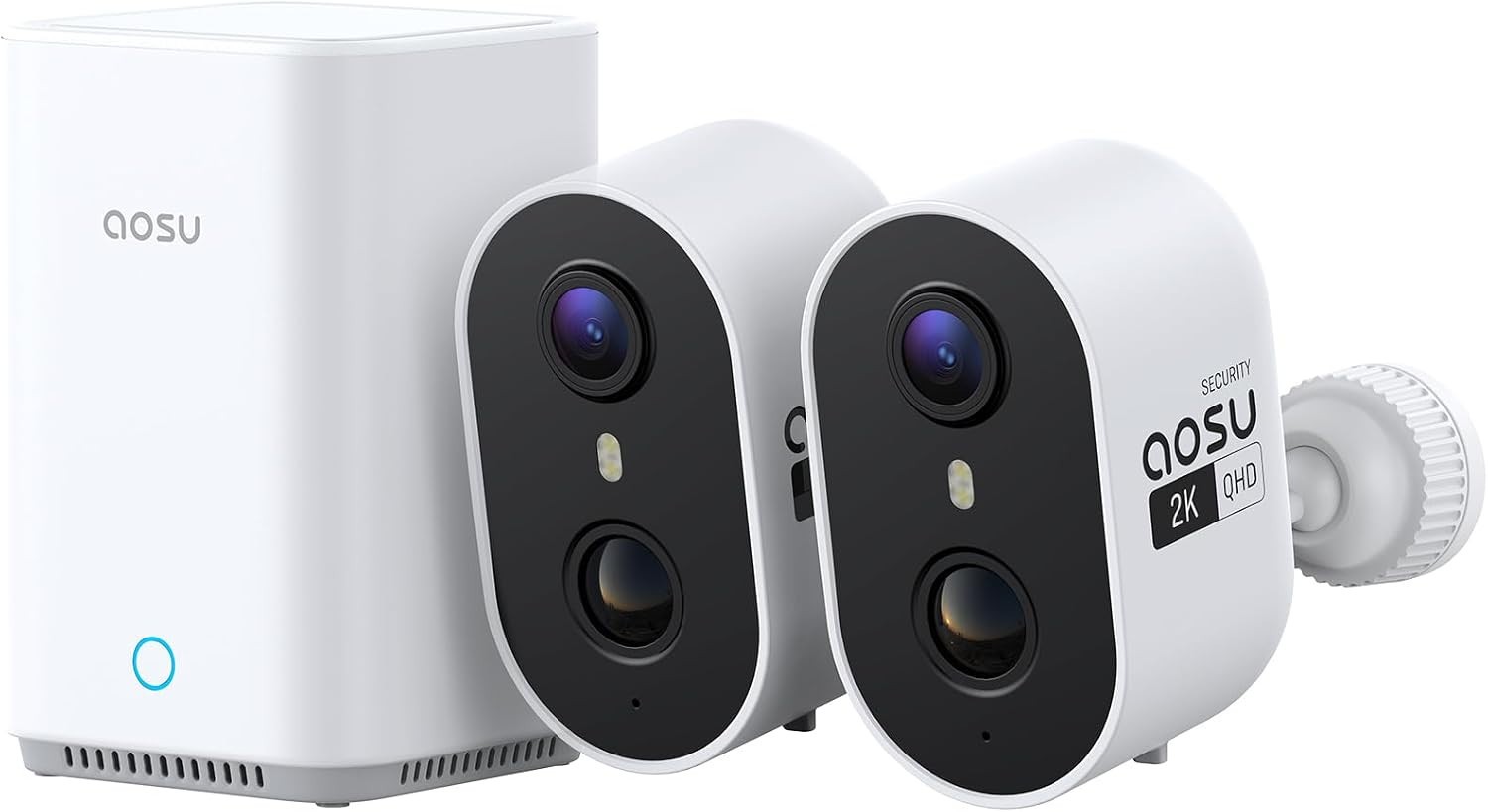 Aosu 2K Battery Security Cameras Wireless Outdoor System, 2-Cam-Kit