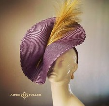 Aimee Fuller Dark Purple Khaki Royal Ascot Kentucky Derby Fascinator Hat Del Mar
