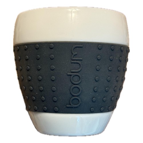 BODUM Pavina Porcelain Cup with Grey Silicone Sleeve Medium 12 oz