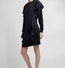 NWT Express Size XS Sweatshirt Dress Modern Ruffles Long Sleeve Modern