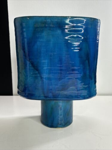 Mid Century Japanese Ikebana Pottery Pedestal Vase Bowl Signed 1960s - Picture 2 of 17