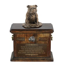 Staffordshire Bull Terrier, Staffy V - urn for dog ashes, urn with a statuette,