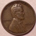 1936 Doubling in G on God Lincoln Wheat Cent Extremely Fine XF Coin #20797