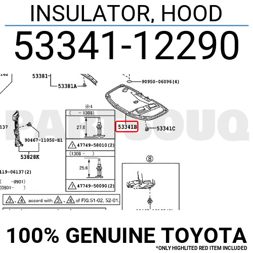 5334112290 Genuine Toyota INSULATOR, HOOD 53341-12290 | eBay 