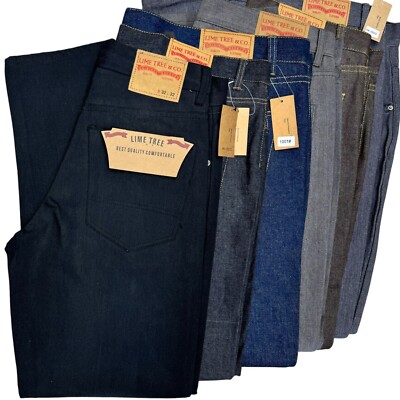 LIME TREE Men's Regular Fit Straight Leg Denim Jeans Size 30-52