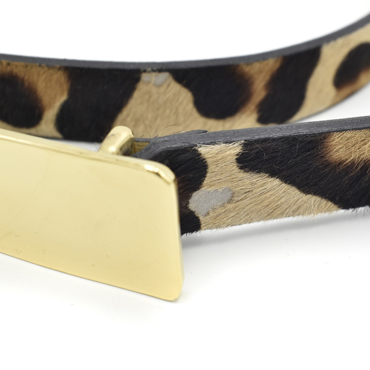 St. John leopard calf hair belt St. John Knits Narrow Leopard Print Calf Hair Belt with Long  main image 2