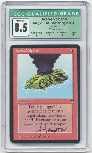 Graded Signed Active Volcano CGC 8.5 Legends Artist Justin Hampton MTG Magic!