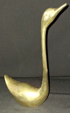 VTG MCM HOLLYWOOD REGENCY LRG 11" SOLID BRASS SWAN GOOSE DUCK BIRD FIGURE