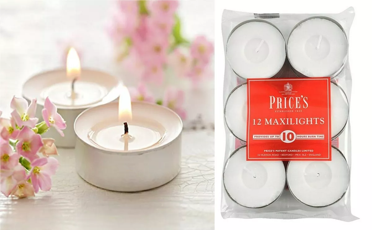 Maxi Candles Unscented White Tealights Night Light Candles Up To 10 Hours Burn