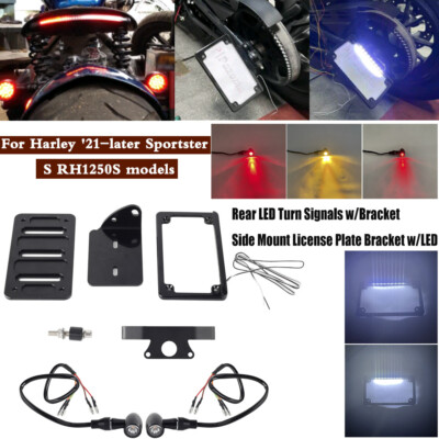License Plate Frame LED Rear Turn Signal Light w/Bracket For Harley  Sportster S