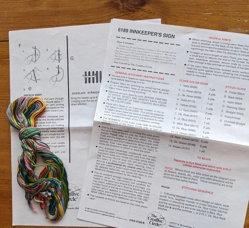 Kit de bordado de letreros Inn Keepers Love Laughter Friends Welcome Creative Circle Foto 4 de 4