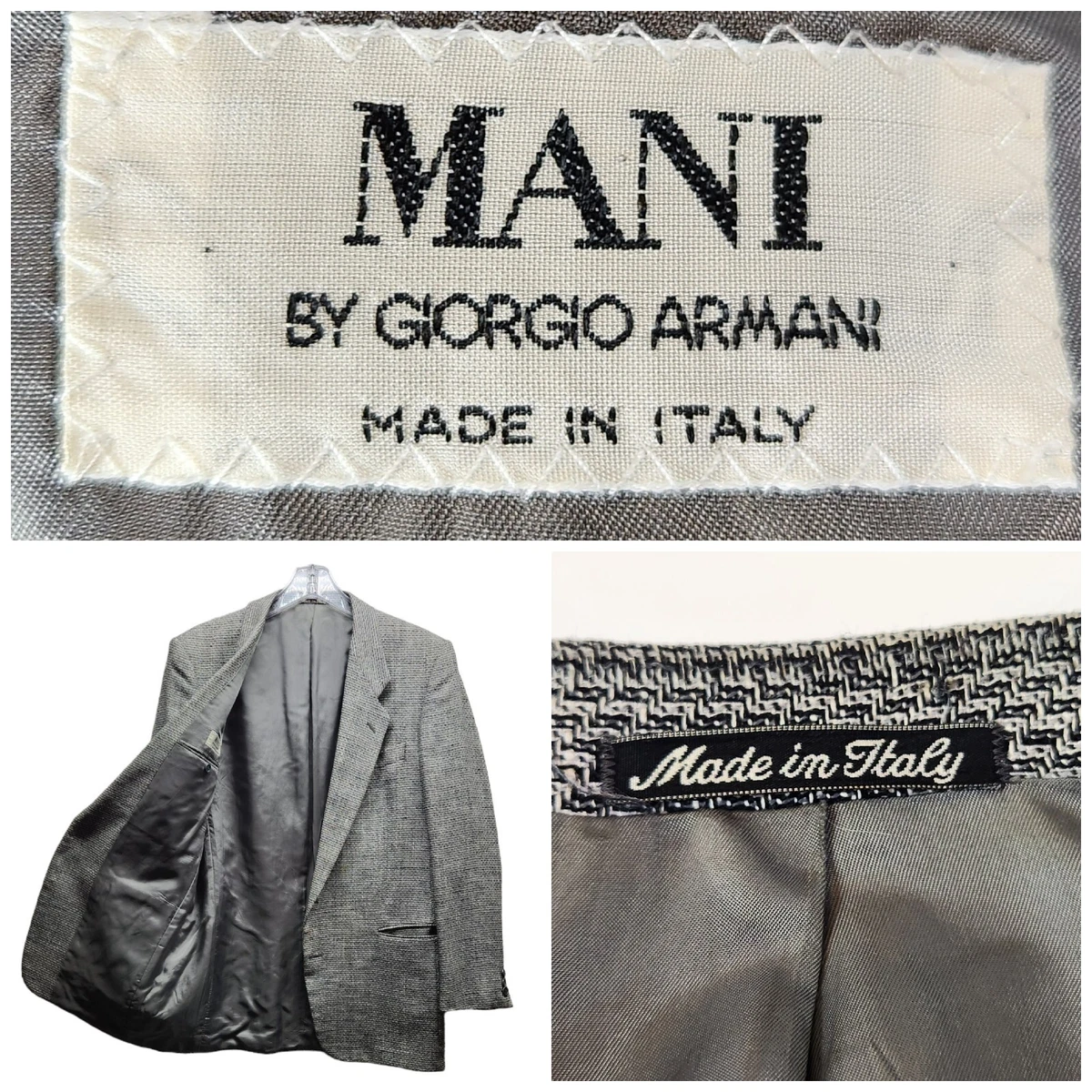 MANI By Giorgio Armani 42L Silk Wool Tweed Blazer Suit Jacket Sport Coat  Italy | eBay