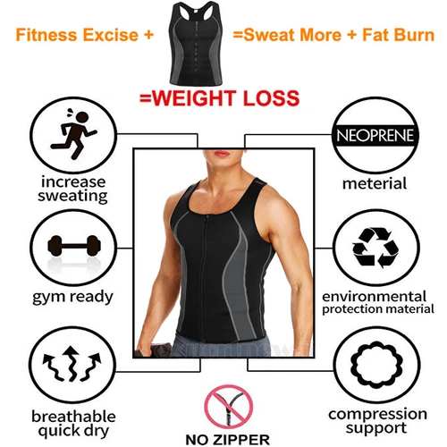 Neoprene Mens Sauna Sweat Vest Waist Trainer Gym Shirt Body Shaper Shapewear UK - Picture 10 of 37