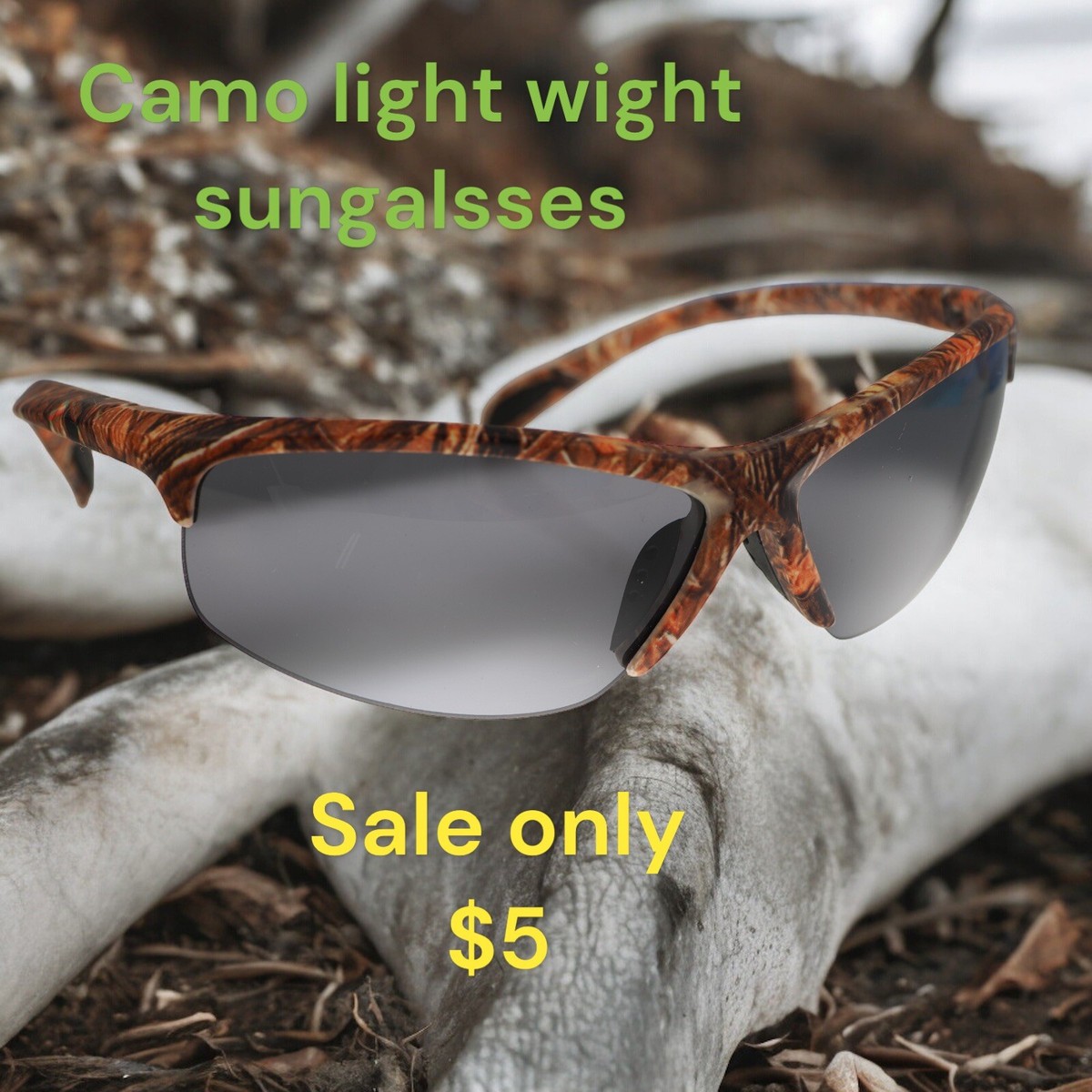Light Weight Beautiful Camouflaged Sunglasses On Sale Five Dollars