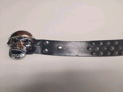 RARE VTG SLIPKNOT STUDDED LEATHER BELT CHROME SKULL BUCKLE