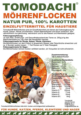 Möhrenflocken Hund BARF Gemüse Karottenflocken Vitamine fettarme Diät Hund 10kg