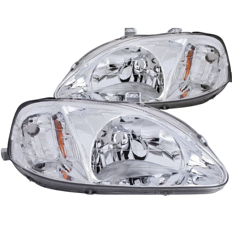 ANZO For 1999-2000 Honda Civic Crystal Headlights Chrome - Image 2 of 4