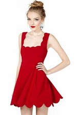 Nasty Gal Women's Mini Dress Fit & Flare Cocktail Red Square Neck Sleeveless XS 
