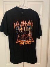 RARE Def Leppard Concert Tour 2020 Black Graphic T-Shirt Size Mens Sz L LARGE NR