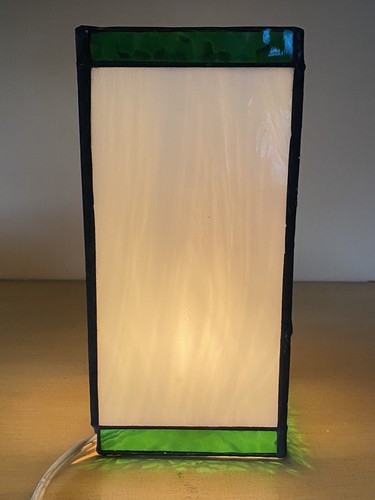 Vintage Stained Glass Poinsettia Table Lamp Light Lantern Box Christmas 8”H - Picture 4 of 14