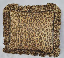 New Ruffled 16" Pillow made w Ralph Lauren Venetian Leopard Animal Print Fabric