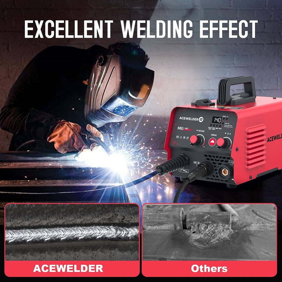 140A Gasless Flux Core MIG Welder/Lift TIG/Stick 3 in 1 Welding Machine ...