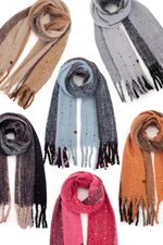 C.C Exclusive Unisex Winter Warm Vertical Multi Color Wide Stripe Woven Scarf