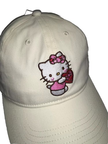 SANRIO HELLO KITTY 🩷 HEART HAT BASEBALL IVORY Embroidered Appliqué NWT - 第 2/6 張圖片