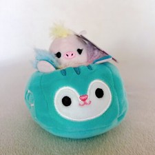 Squishville Elda the Ostrich Mini Squishmallow in Blue Carriage Vehicle Plush